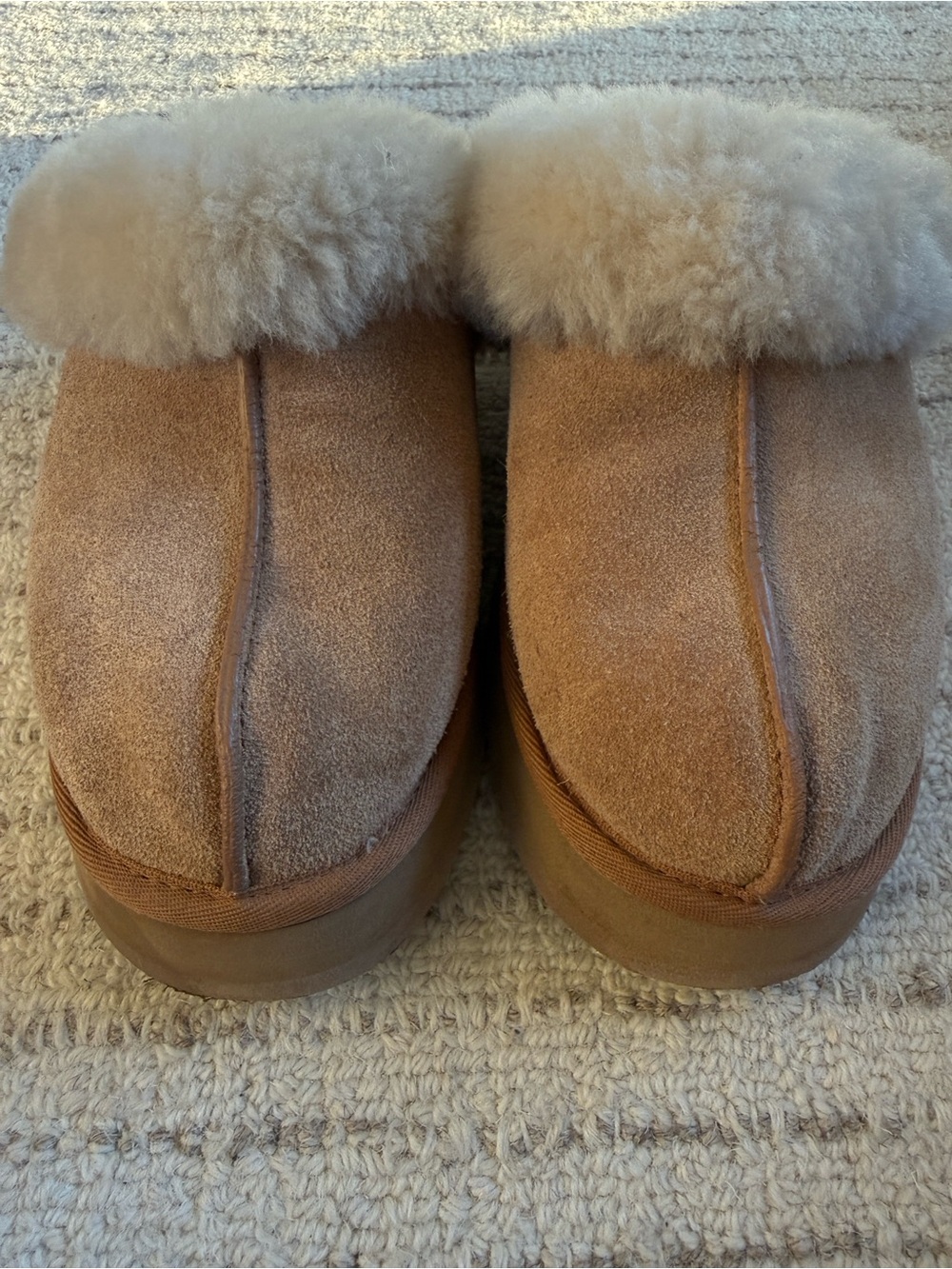 UGG Chestnut Suede Shearling Slip-On Slippers - Picture 3 of 6